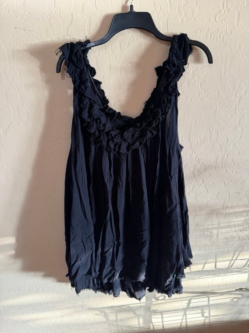 Free People Black Ruffled Tank Top - Picture 4 of 4